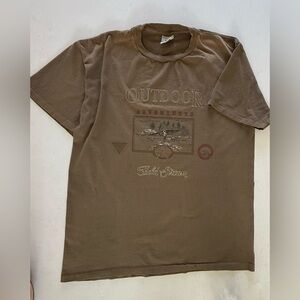 Vintage Field & Stream Canoeing T‎ shirt Large Made in USA 100% Cotton Brown